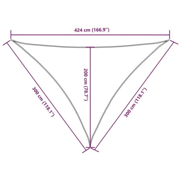 vidaXL solsejl 3x3x4,24 m trekantet oxfordstof cremefarvet