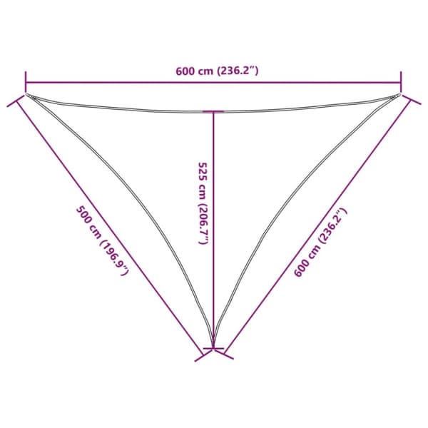 vidaXL Aurinkopurje Oxford-kangas kolmio 5x6x6 m kerma