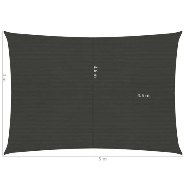 vidaXL Solseil 160 g/m² antrasitt 4x5 m HDPE
