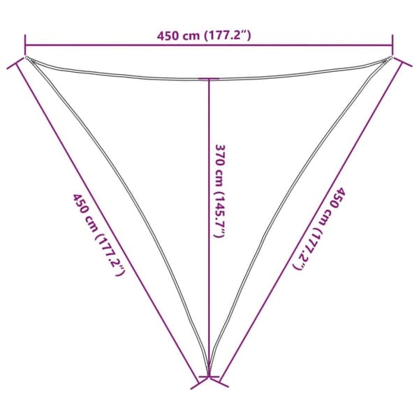 vidaXL solsejl 4,5x4,5x4,5 m 160 g/m² HDPE terrakotta