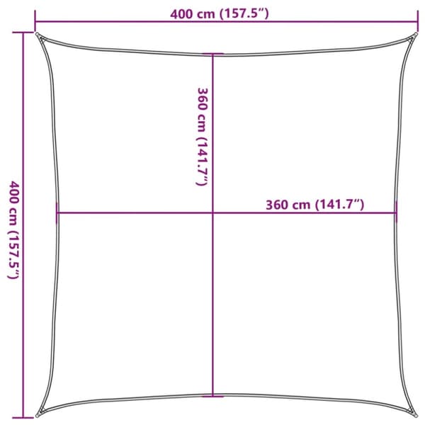 vidaXL solsejl 4x4 m 160 g/m² HDPE rød