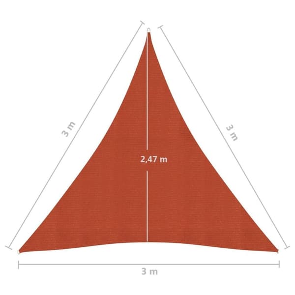vidaXL solsejl 3x3x3 m 160 g/m² HDPE terrakotta