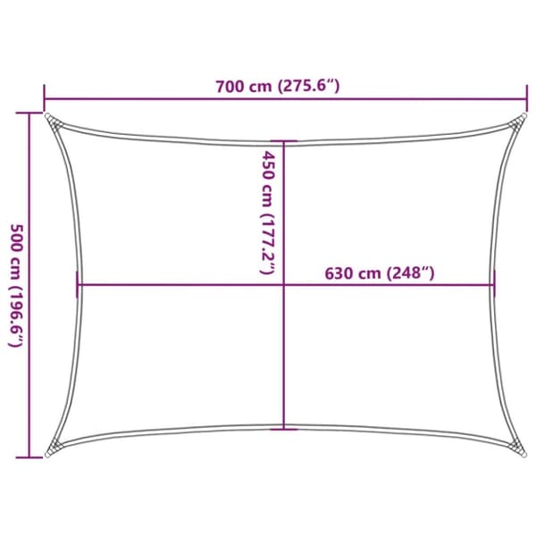 vidaXL Solseil 160 g/m² antrasitt 5x7 m HDPE