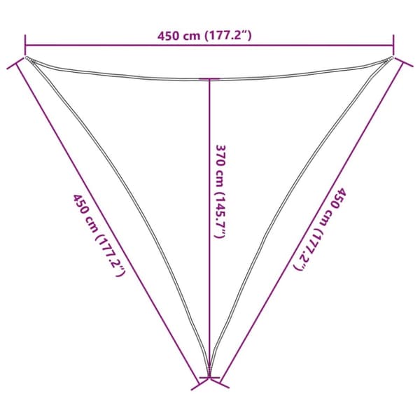 vidaXL solsejl 160 g/m² 4,5x4,5x4,5 m HDPE hvid