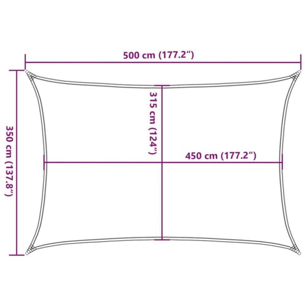 vidaXL solsejl 160 g/m² 3,5x5 m HDPE sort