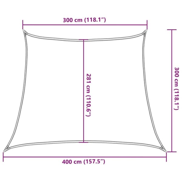 vidaXL solsejl 3/4x3 m 160 g/m² HDPE sort