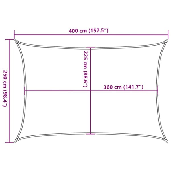 vidaXL solsejl 2,5x4 m 160 g/m² HDPE sort