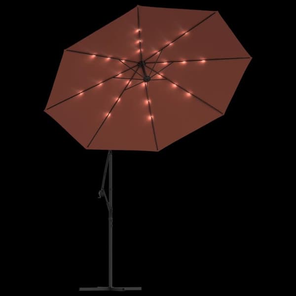 vidaXL Aurinkovarjo cantilever LED-valot ja terästolppa terrakotta