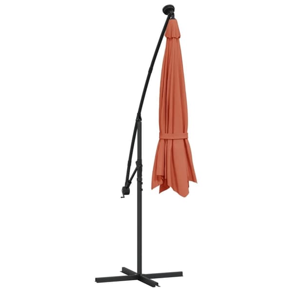 vidaXL Aurinkovarjo cantilever LED-valot ja terästolppa terrakotta