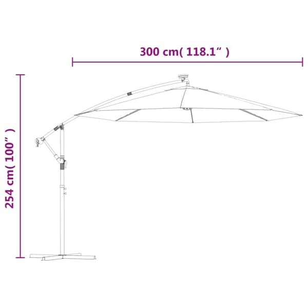 vidaXL Aurinkovarjo cantilever LED-valot ja terästolppa terrakotta