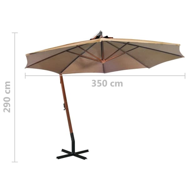 vidaXL Riippuva aurinkovarjo tolpalla taupe 3,5x2,9 m täysi kuusi