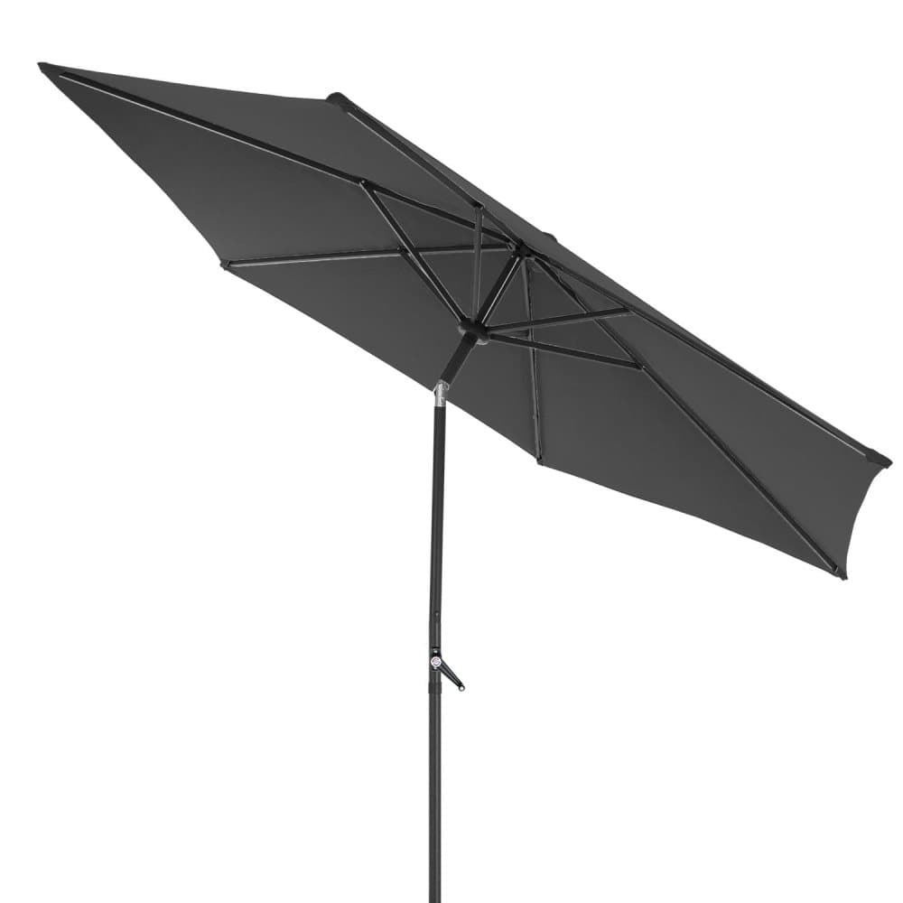ECD Germany aluminium parasoll antracit Ø300cm runda med vev, aluminium mast, vattenavvisande material, UV-skydd, tilt/böjbar, parasoll marknadsskärm