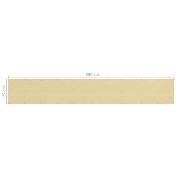 vidaXL Parvekkeen suoja beige 75x500 cm HDPE