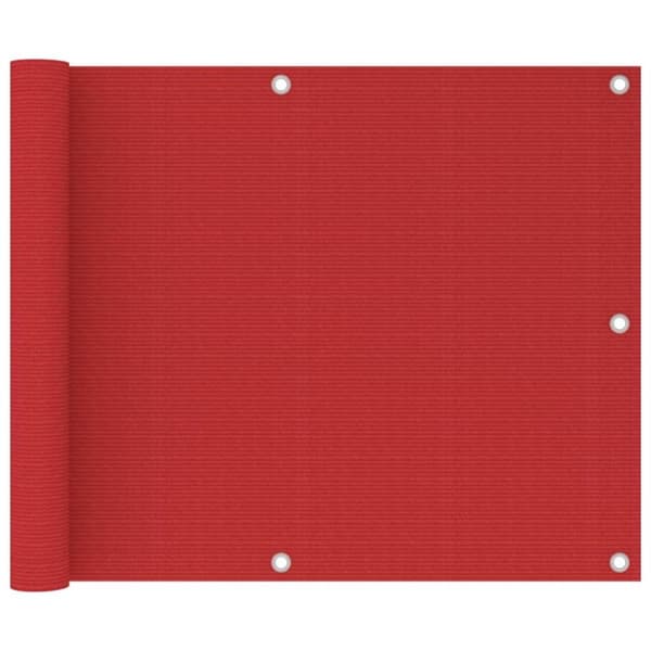vidaXL Balkongskjerm rød 75x500 cm HDPE