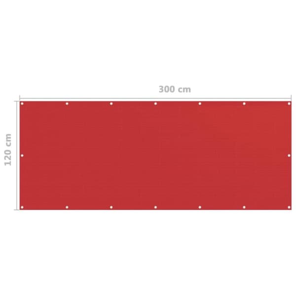 vidaXL Balkongskärm röd 120x300 cm HDPE