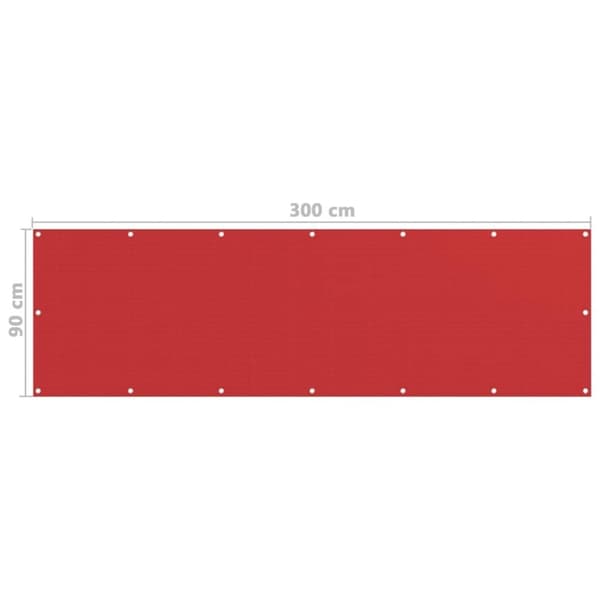 vidaXL Balkongskjerm rød 90x300 cm HDPE