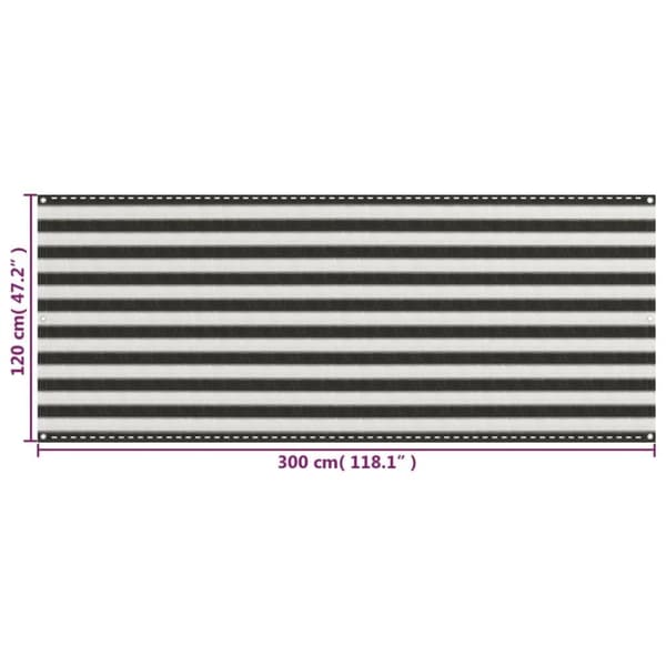 vidaXL Parvekkeen suoja HDPE 120x300 cm antrasiitti ja valkoinen