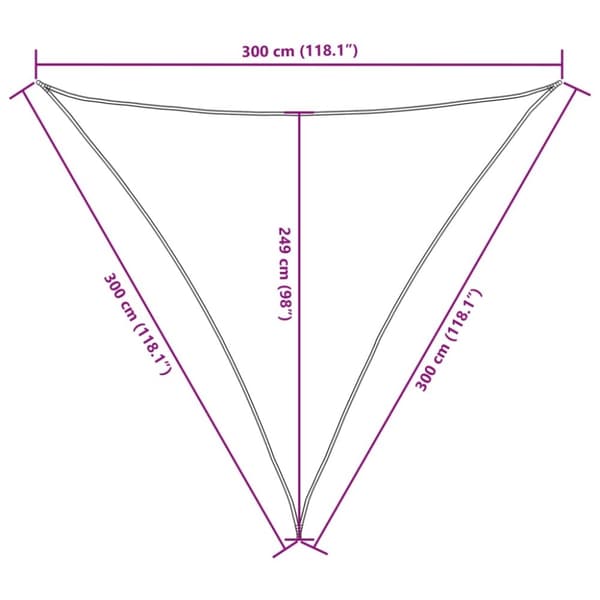 vidaXL solsejl 3x3x3 m oxfordstof trekantet cremefarvet