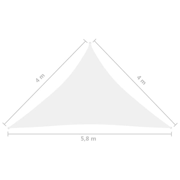 vidaXL Solseil oxfordstoff trekantet 4x4x5,8 m hvit