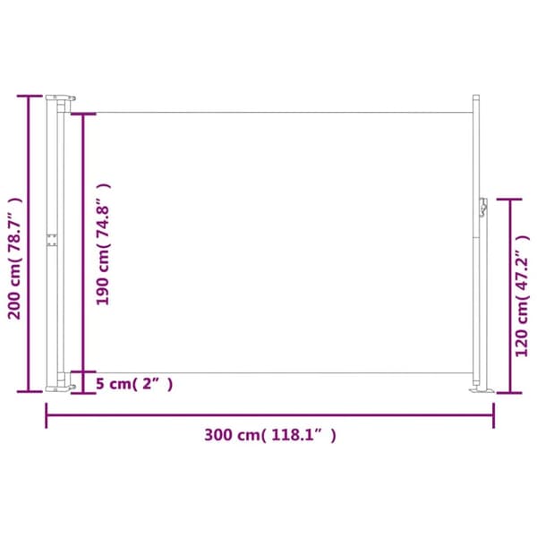 vidaXL Sisäänvedettävä terassin sivumarkiisi 200x300 cm musta