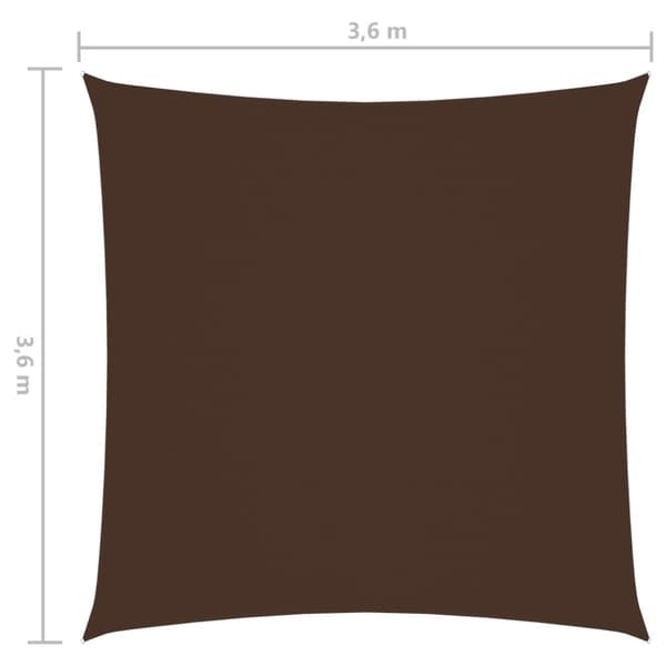 vidaXL solsejl 3,6x3,6 m oxfordstof firkantet brun