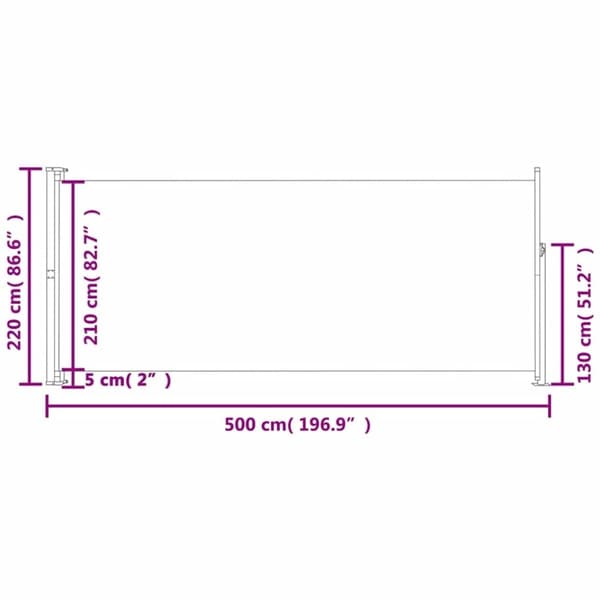 vidaXL Sisäänvedettävä terassin sivumarkiisi 220x500 cm musta