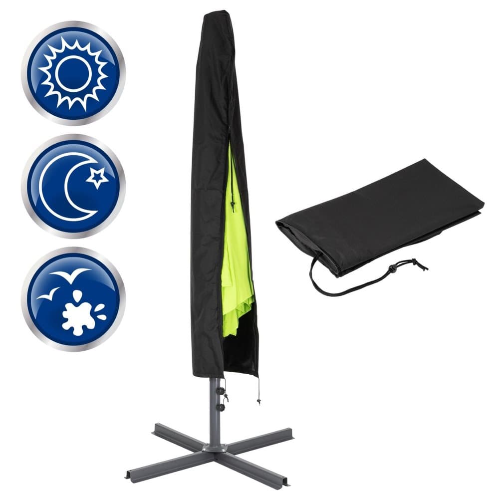 ECD-Germany Alu Parasol Antracit Ø 300cm Runda med vev inkl. Cover skyddskåpa, vattenavvisande UV-skydd tippbar / fällbart marknaden