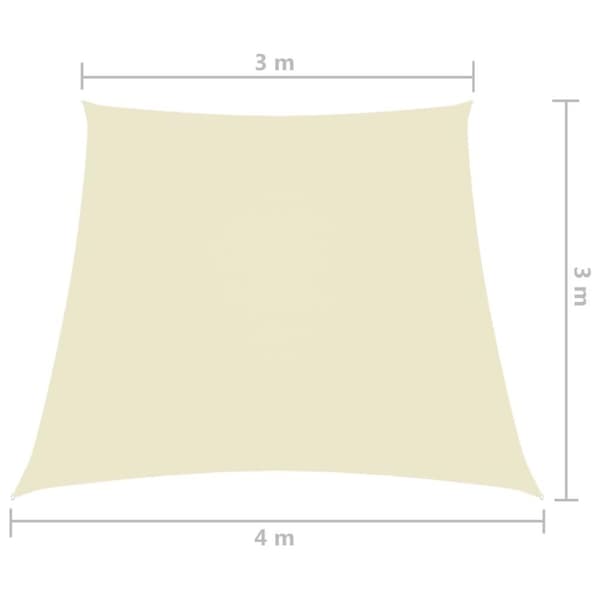 vidaXL Solseil oxfordstoff trapesformet 3/4x3 m kremhvit
