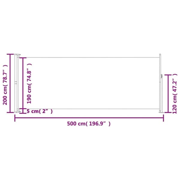 vidaXL Sisäänvedettävä terassin sivumarkiisi 220x500 cm ruskea