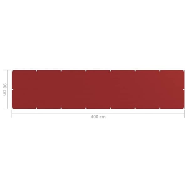 vidaXL Balkongskjerm rød 90x400 cm HDPE