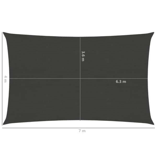 vidaXL solsejl 4x7 m 160 g/m² HDPE antracitgrå