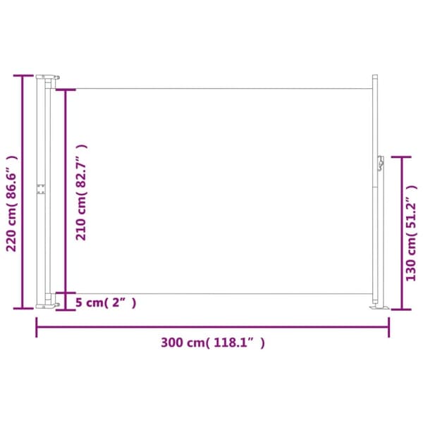 vidaXL sidemarkise til terrassen 220x300 cm sammenrullelig rød