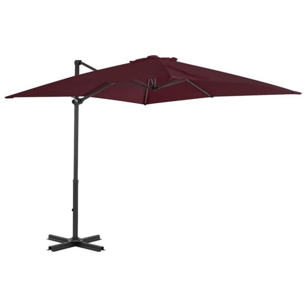 vidaXL Hengeparasoll med aluminiumsstang vinrød 250x250 cm