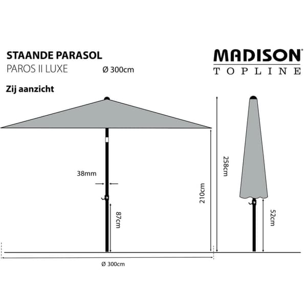 Madison Puutarha-aurinkovarjo Paros II Luxe 300 cm tiilenpunainen