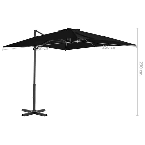 vidaXL Frihängande parasoll med aluminiumstång svart 250x250 cm