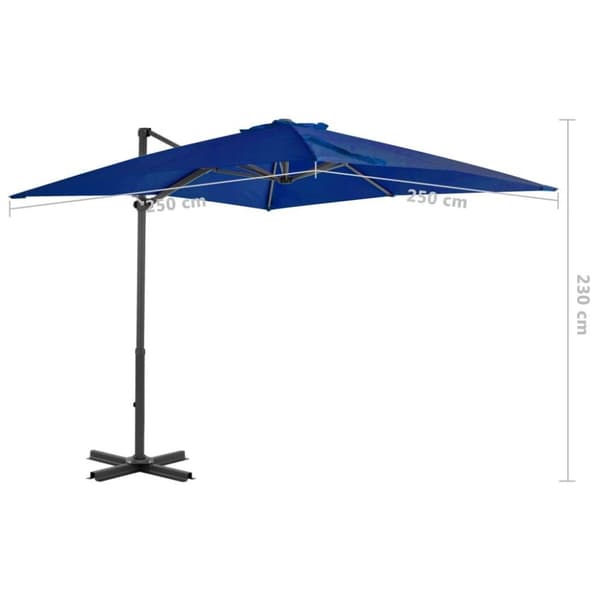 vidaXL Hengende hageparasoll med aluminiumsstang asurblå 250x250 cm