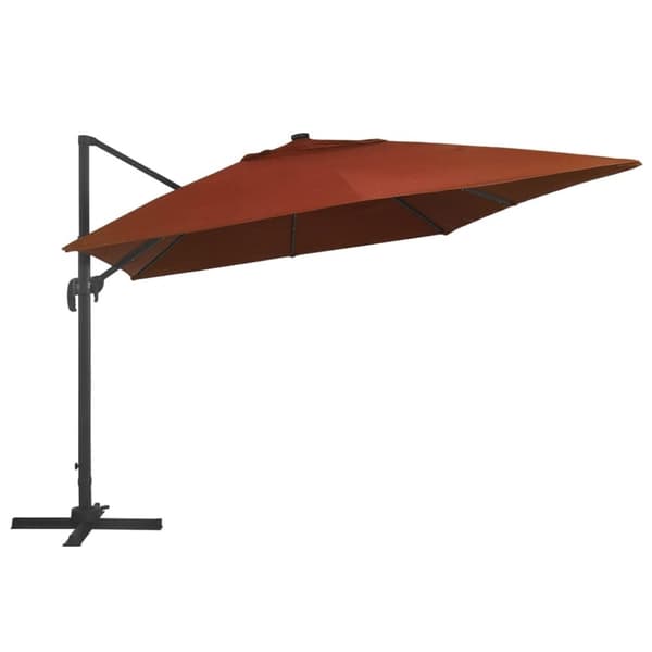 vidaXL Aurinkovarjo cantilever LED-valoilla 400x300 cm terrakotta