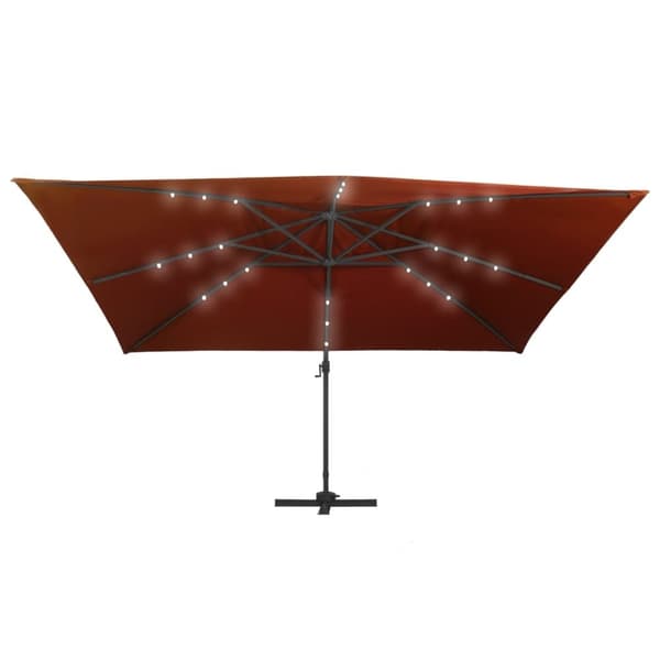 vidaXL Aurinkovarjo cantilever LED-valoilla 400x300 cm terrakotta