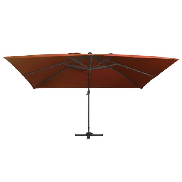 vidaXL Aurinkovarjo cantilever LED-valoilla 400x300 cm terrakotta