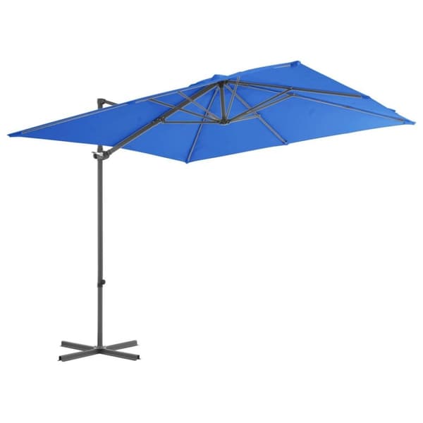 vidaXL hængeparasol med stålstang 250x250 cm azurblå