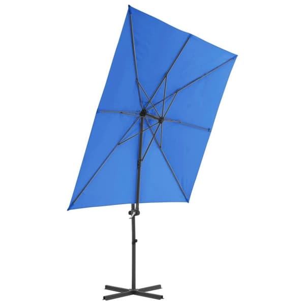 vidaXL hængeparasol med stålstang 250x250 cm azurblå