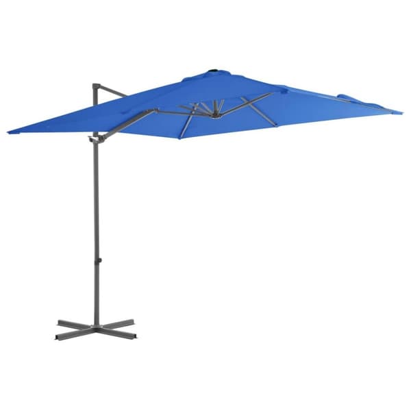 vidaXL hængeparasol med stålstang 250x250 cm azurblå