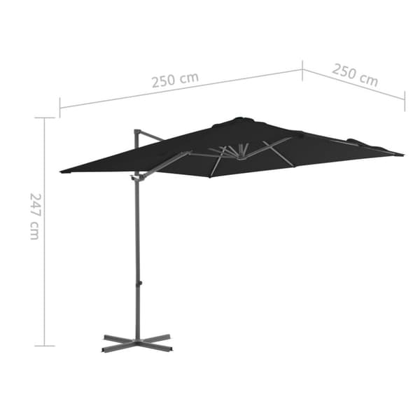 vidaXL Hengende hageparasoll med stålstang svart 250x250 cm