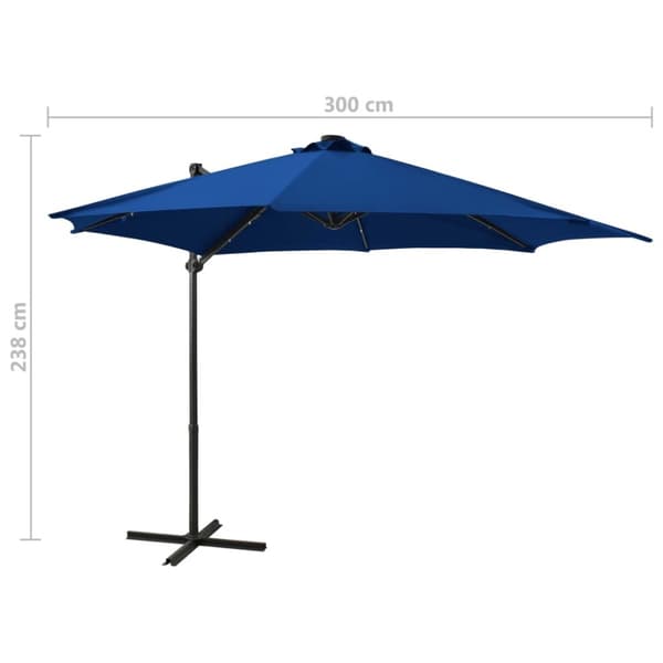 vidaXL Aurinkovarjo cantilever tolpalla ja LEDit 300 cm taivaansininen