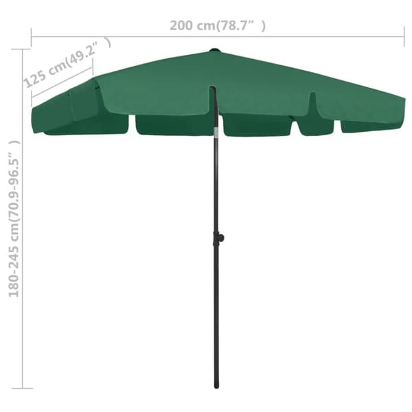 vidaXL Strandparasoll grønn 200x125 cm
