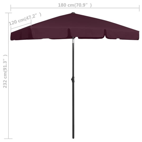 vidaXL Strandparasoll vinrød 180x120 cm