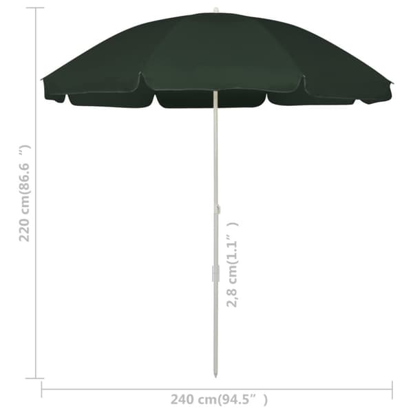 vidaXL strandparasol 240 cm grøn