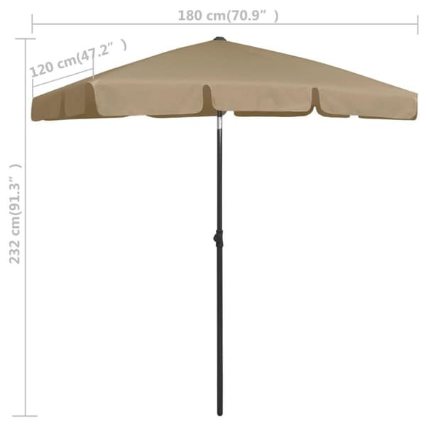 vidaXL strandparasol 180x120 cm gråbrun
