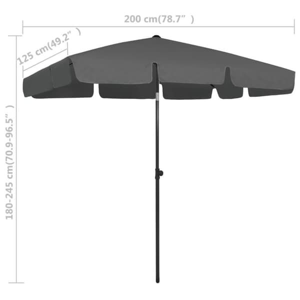 vidaXL Ranta-aurinkovarjo antrasiitti 200x125 cm