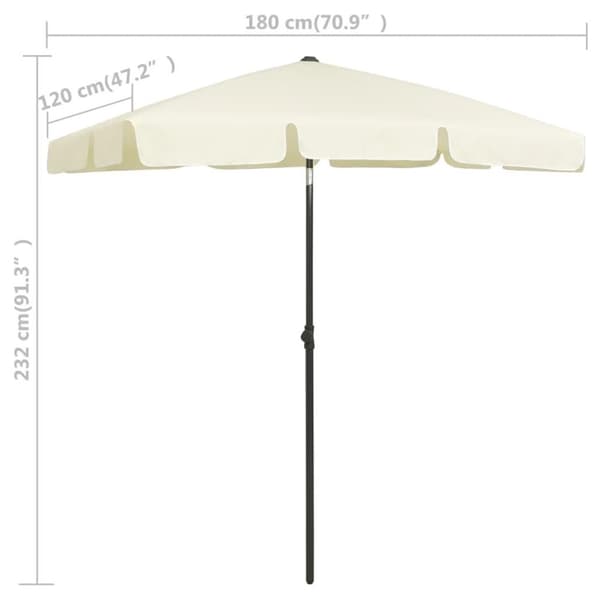 vidaXL strandparasol 180x120 cm sandgul